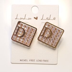 Lulu LaLa Square Initial Earrings